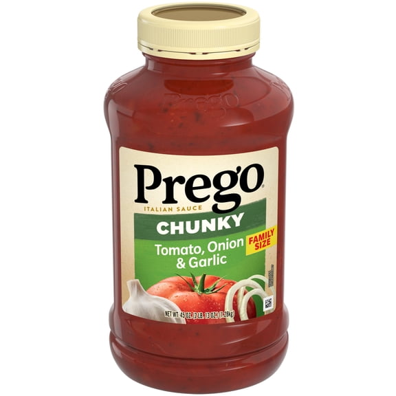 Prego Chunky Tomato with Garlic and Onion Pasta Sauce, 45 oz Jar