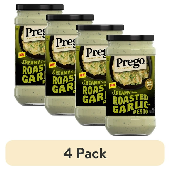 (4 pack) Prego Creamy Roasted Garlic Pesto Pasta Sauce, 14.5 oz Jar
