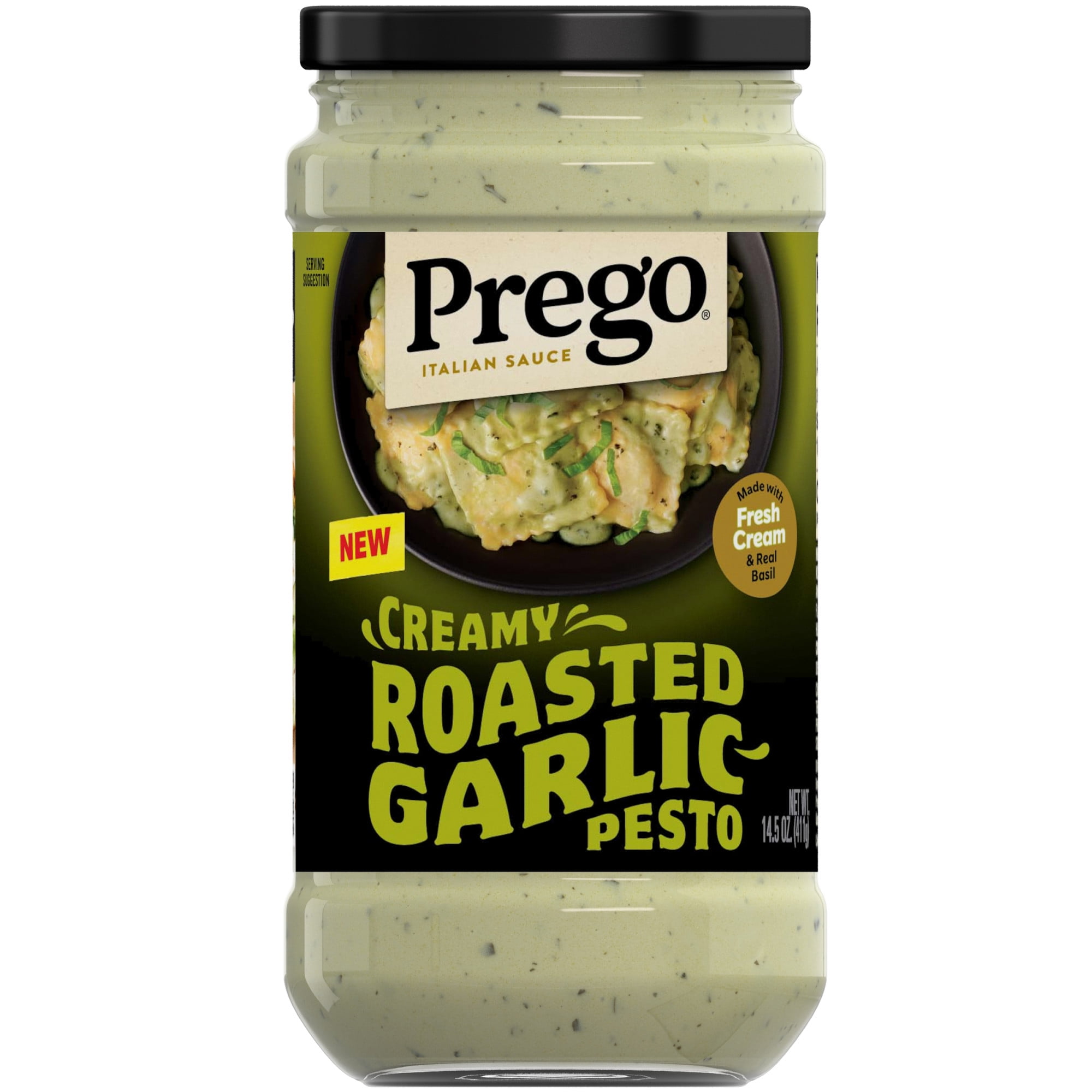 Prego Basil Infused Creamy Roasted Garlic Pesto Pasta Sauce, 14.5 oz