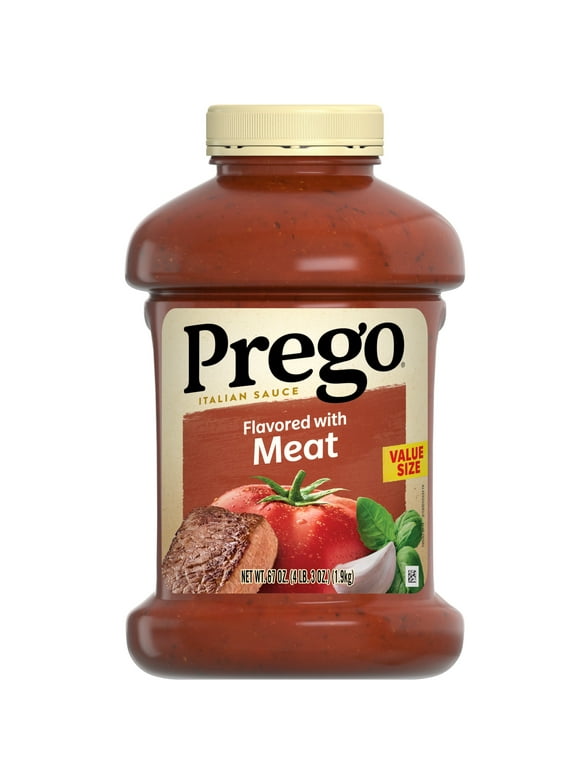 Prego Italian Tomato Spaghetti Sauce Flavored with Meat, 67 oz Jar