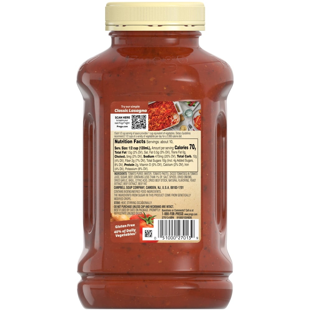Prego Italian Pasta Sauce Flavored With Meat Jar
