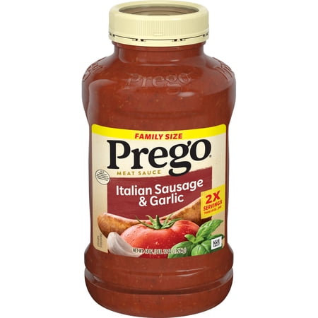 Prego Italian Sausage and Garlic Meat Sauce, 44 oz Jar