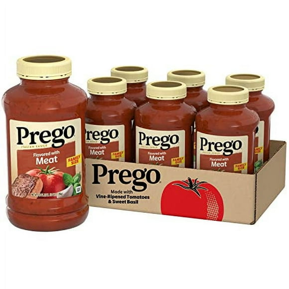 Prego Italian Tomato Pasta Sauce Flavored With Meat, 45 OZ Jar (Case of 6)
