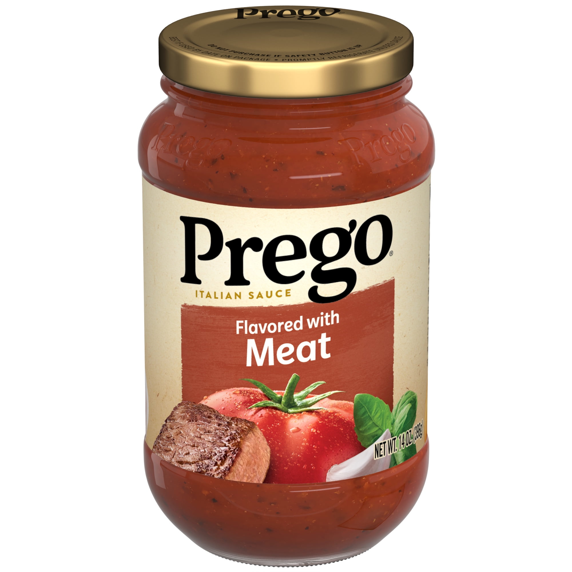 Prego Italian Tomato Spaghetti Sauce flavored with Meat, 14 oz Jar