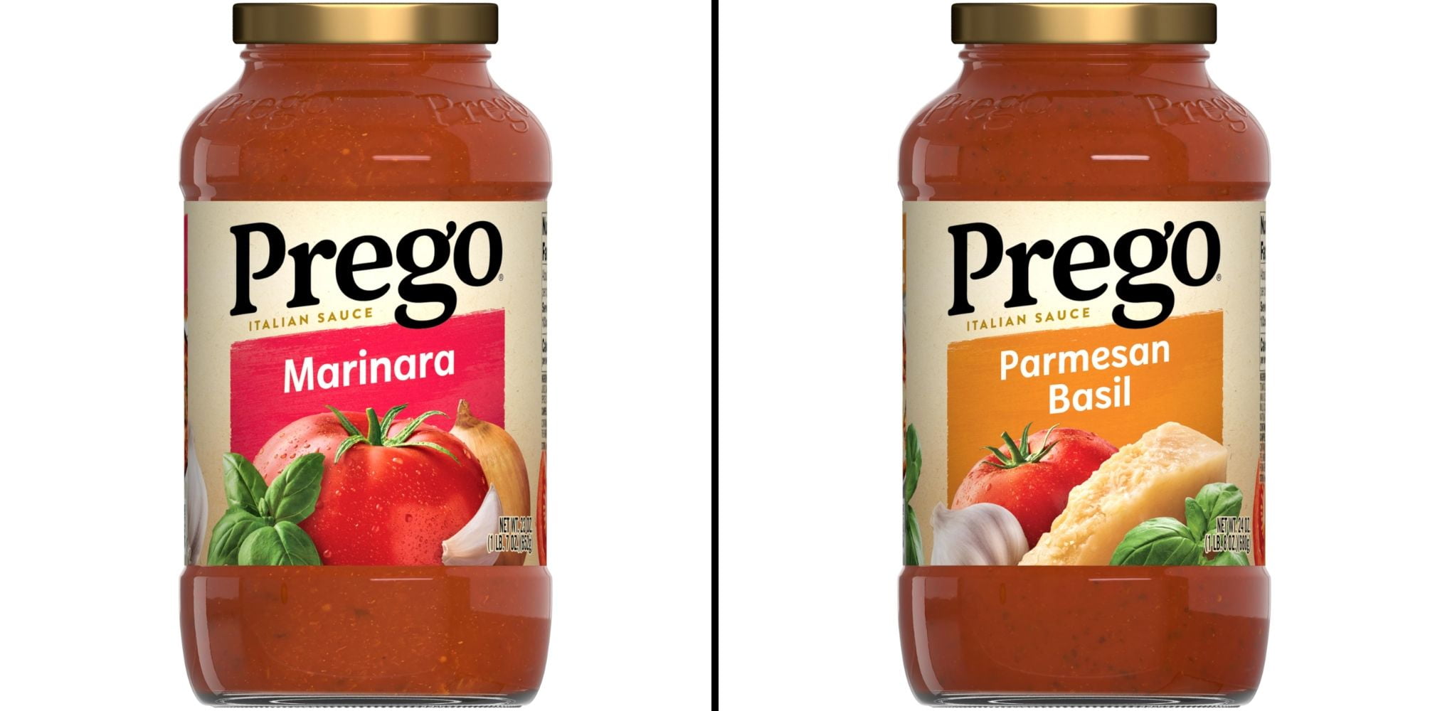 Prego Marinara Sauce, 23 Oz Jar & Prego Parmesan Basil Pasta Sauce, 24 oz Jar