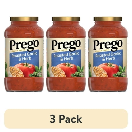 (3 pack) Prego Pasta Sauce, Italian Tomato Sauce with Roasted Garlic & Herbs, 24 oz Jar