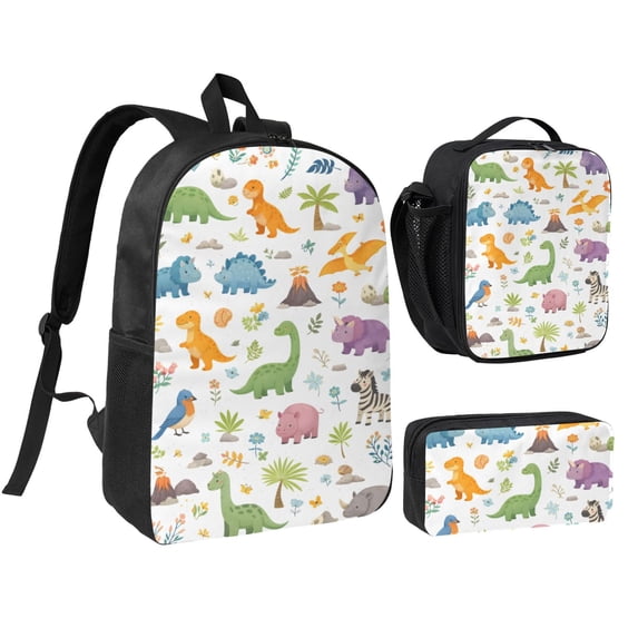 Prehistoric Animal Backpack Set 3pc ,Backpack with Lunch Bag and Bag 17 Inch