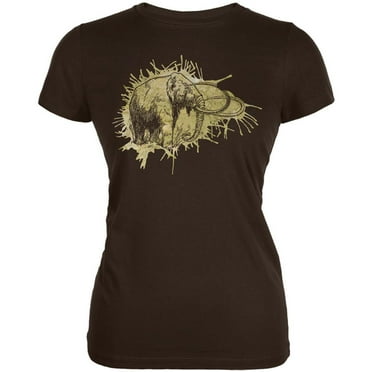 Prehistoric Beasts Wooly Mammoth Juniors Soft T Shirt Brown X-LG
