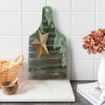thumbnail image 1 of Prehistoric Country Cutting Board, Big Orange Star on Rough Wood Fences Pine and Branches Print, Tempered Glass Cutting and Serving Board, Wine Bottle Shape, Orange Green Brown, by Ambesonne, 1 of 1