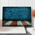 thumbnail image 1 of Prehistoric Country Cutting Board, Rustic Empty Wooden Pattern Interior American Flag Design, Decorative Tempered Glass Cutting and Serving Board, Large Size, Pale Grey Blue Orange, by Ambesonne, 1 of 5