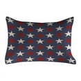 thumbnail image 1 of Prehistoric Country Quilted Pillowcover, Symmetric Star United States Independence Freedom Theme, Standard King Size Accent Pillow Cover for Bedroom, 36" x 20", Dark Blue White and Ruby, by Ambesonne, 1 of 1