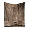 thumbnail image 1 of Prehistoric Country Soft Flannel Fleece Throw Blanket, Love Themed Romantic Heart Shape on Rustic Rough Wooden Slats Image Print, Cozy Plush for Indoor and Outdoor Use, 50" x 70", Umber, by Ambesonne, 1 of 5