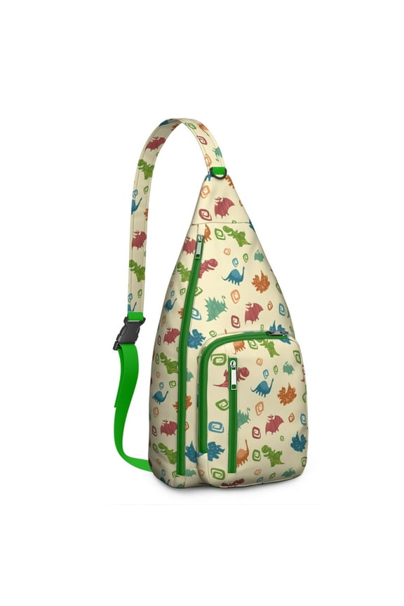 Prehistoric Dinosaur Sling Backpack - Fun Dino Lover Pattern Shoulder Bag, Multi-Functional Pack for Students