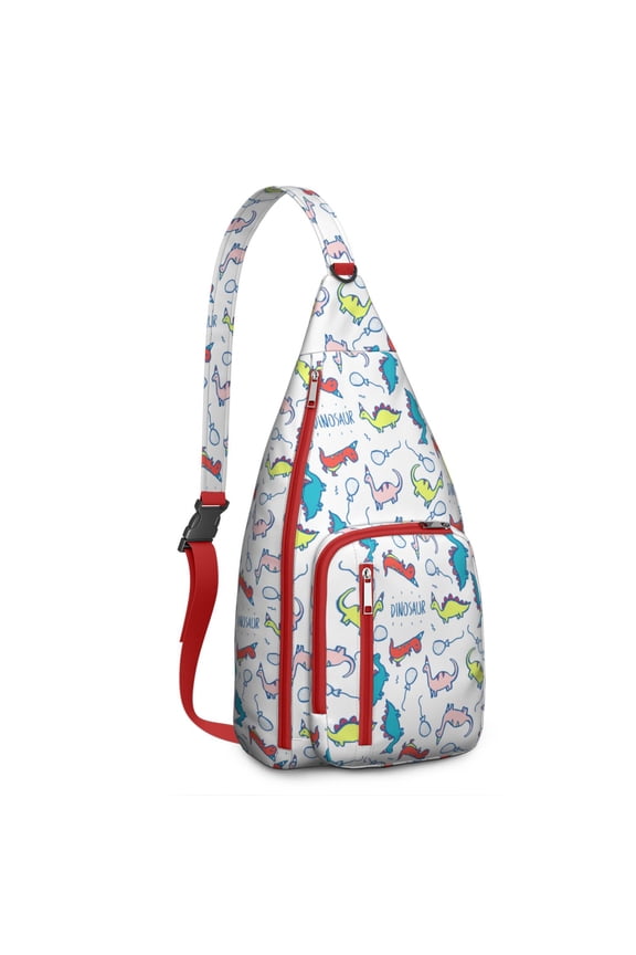 Prehistoric Dinosaur Sling Backpack - Fun Dino Lover Pattern Shoulder Bag, Multi-Functional Pack for Students