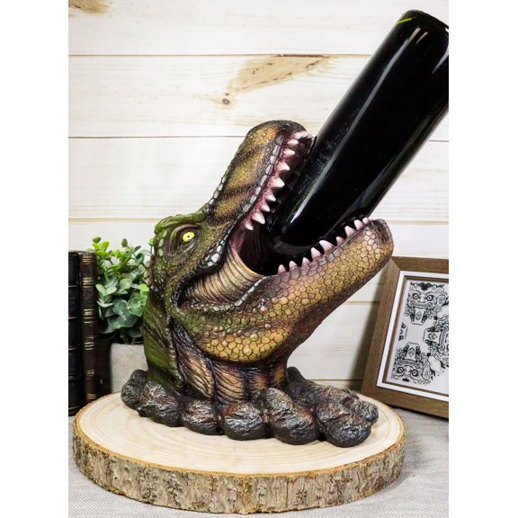 Prehistoric Dinosaur Tyrannosaurus Rex Head 10.75"H Wine Bottle Holder Figurine