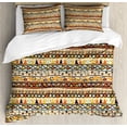 thumbnail image 1 of Prehistoric Duvet Cover Set, Mexican Style Doodles with Triangles Circles Folkloric Geometric Tribal, Decorative 3 Piece Bedding Set with 2 Pillow Shams, Queen Size, Multicolor, by Ambesonne, 1 of 3