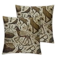thumbnail image 1 of Prehistoric Fluffy Throw Pillow Cushion Cover, Dated Irregular Caveman Paint Forms with Bird and Cow Shape Early Modern Humans, Decorative Square Accent Pillow Case,  Tan Brown, 1 of 7