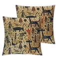 thumbnail image 1 of Prehistoric Fluffy Throw Pillow Cushion Cover, Dated Irregular Caveman Paint Forms with Bird and Cow Shape Early Modern Humans, Decorative Square Accent Pillow Case, Tan Brown, 1 of 7