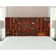 thumbnail image 1 of Prehistoric Headboard, Aboriginal Style Patterns Tribal Motifs Objects Collage of Cave Pictures, Upholstered Decorative Metal Bed Headboard with Memory Foam, Full Size, Orange and Black, by Ambesonne, 1 of 4