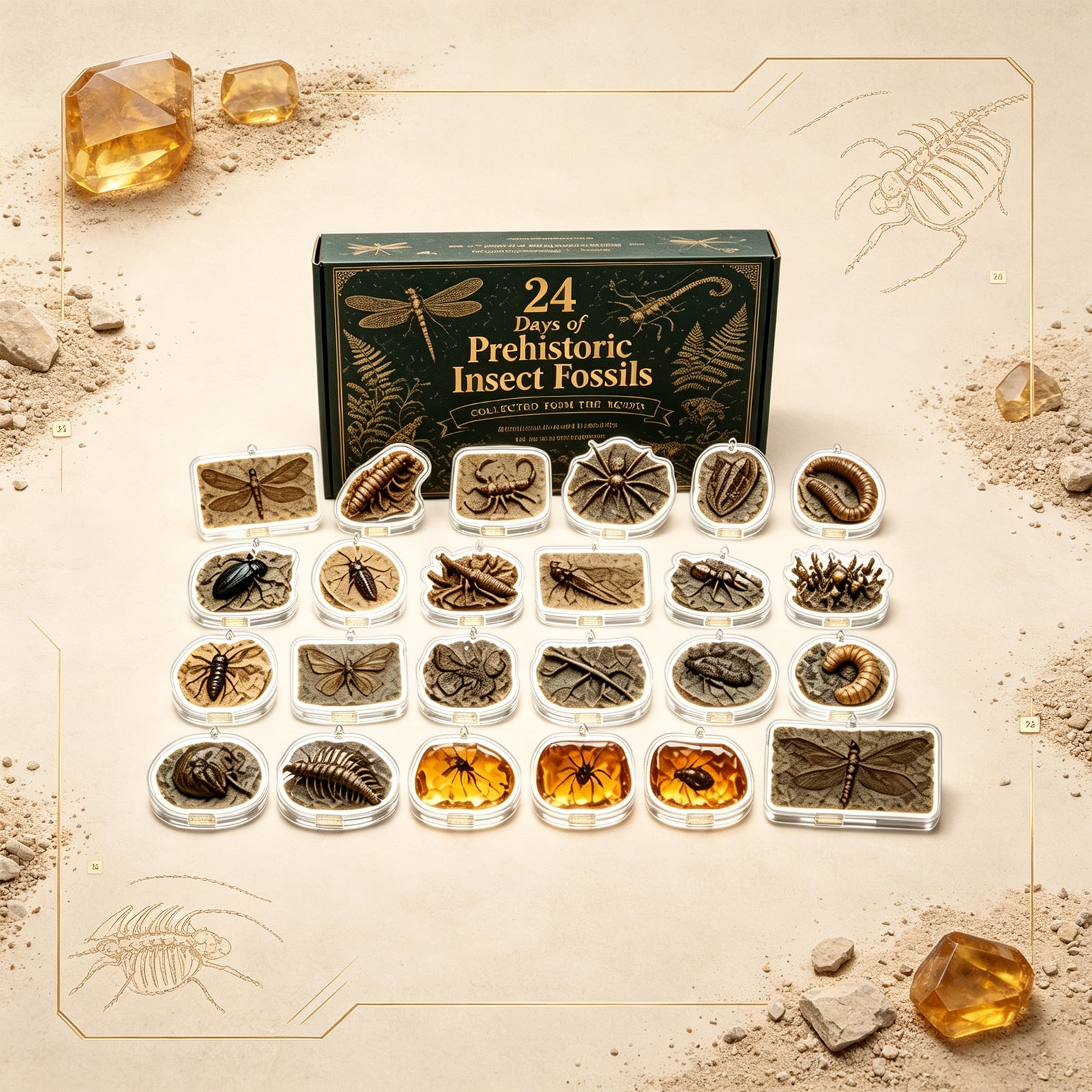Tree Insecticide Prehistoric Insect Fossils Advent Calendars 2026, 24Day Insect Fossil ...