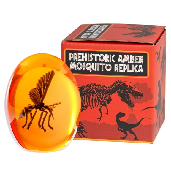 Prehistoric Mosquito in Amber Replica Resin Dinosaur Collectible 3D Unique Paperweight & Halloween Prop
