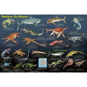 Prehistoric Sea Monsters Educational Poster 36.5x24.5 - Laminated