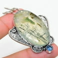 thumbnail image 1 of Natural Prehnite, Blue Topaz Gemstone 925 Sterling Silver Pendant 2.60", 1 of 1
