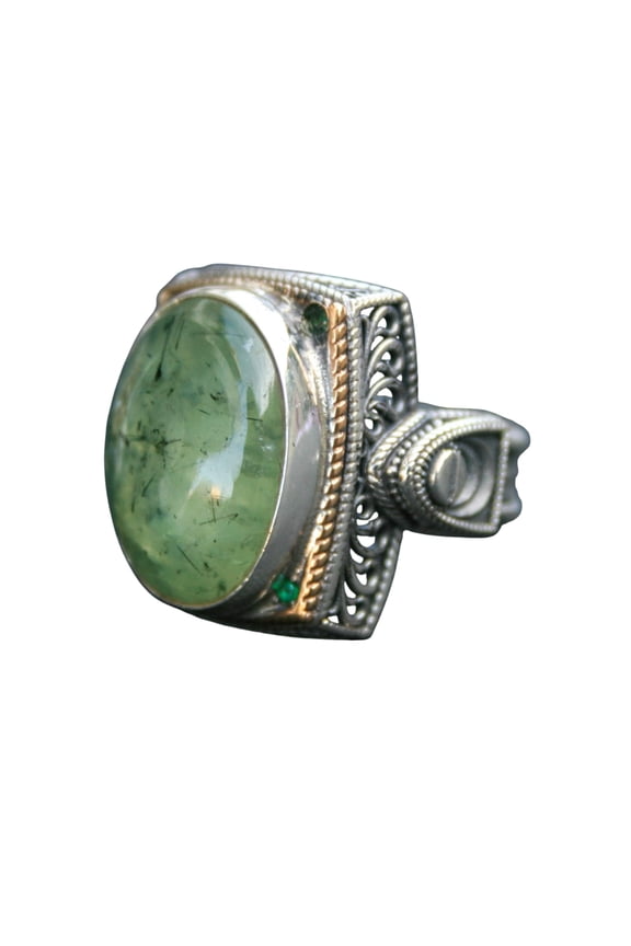 Prehnite Ring for Women 925 Sterling Silver, Oval Gemstone Jewelry, Handmade (9)