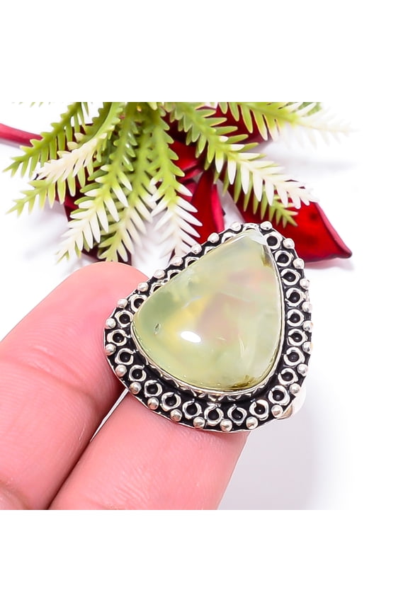 Prehnite - South Africa Gemstone 925 Sterling Silver Handmade Ring S.6.5 R84
