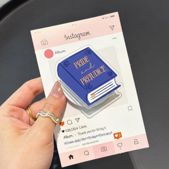 Prejudice Rainbow Phone, Blue Book Phone, Literary Phone Grip, Book Lover Phone Holder, E-Reader Accessory