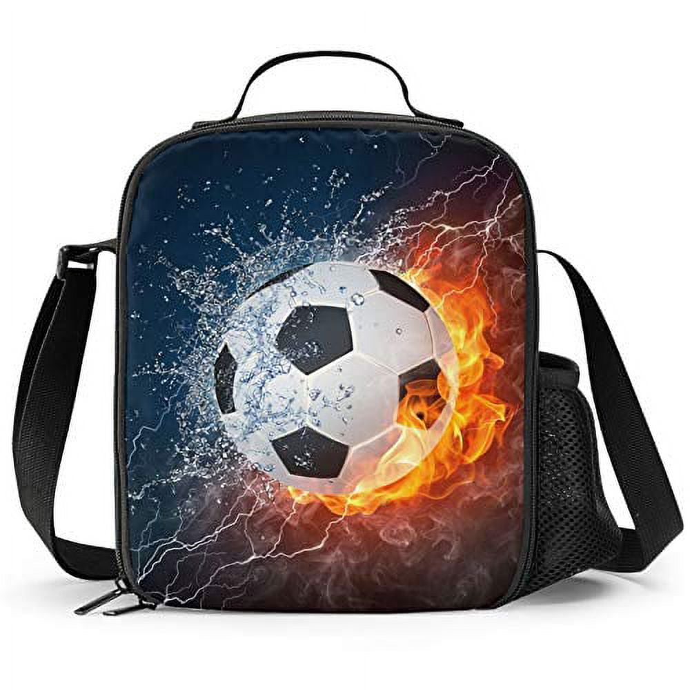 Custom Soccer Football Sport Pattern Lunch Bag Women Warm Cooler Insulated Lunch  Box for Kids School Children