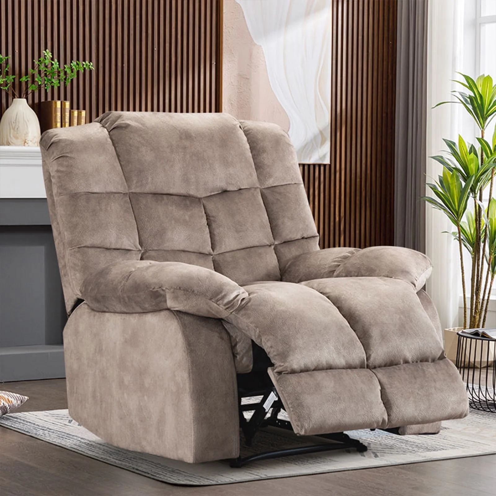 Prelife Lazy Recliner Chair Overstuffed, Manual Reclining Single Couch ...