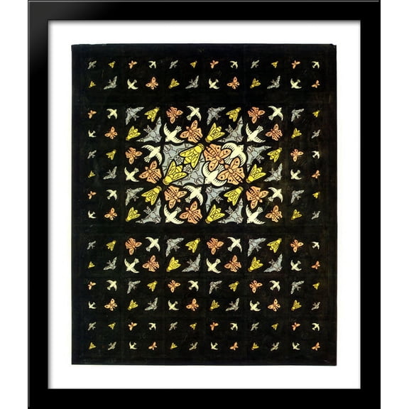 Prelim Drawing Ceiling Decoration for Philips_ 28x32 Large Black Wood Framed Print Art by M.C. Escher
