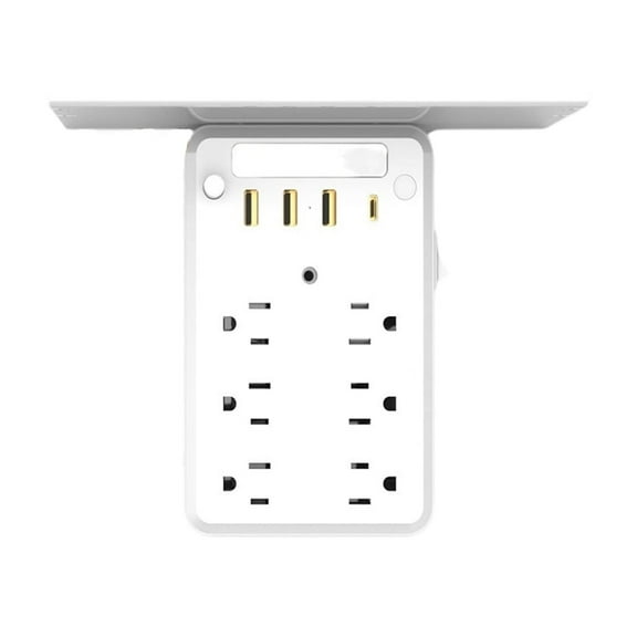 Preliminark Wall Outlet Extender with Shelf Night, Multi-Plug Outlet Splitter with Detachable Mobile Storage Rack, Power Socket Expander USB Wall Charger 6 AC outlets and 3 USB Ports with 1 USB 1pcs