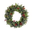 thumbnail image 1 of Prelit Artificial Christmas Wreath With Spruce Base Decorated With Cones Berry Clusters And Frosted Branches Hypoallergenic Battery Operated For Indoor Or Outdoor Use, 1 of 7
