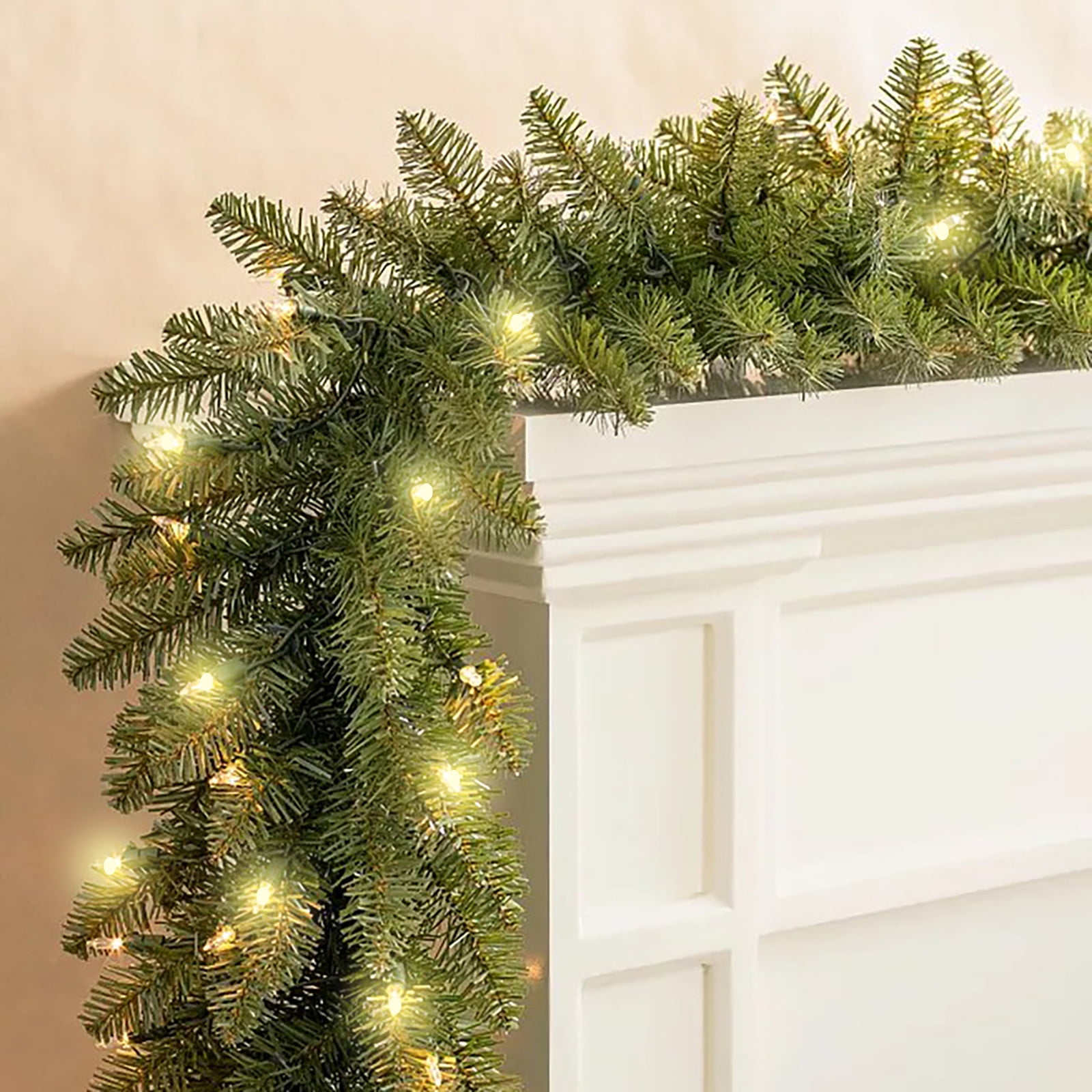9 Ft. Red Artificial Pre-lit Christmas Garland With 50 LED Lights Holiday Decorations (Battery Operated) DE11K12 - The Home Depot