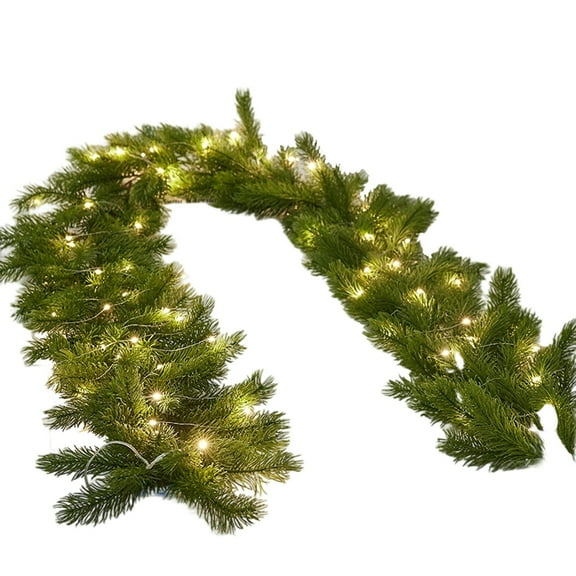 Prelit Christmas Garland with Lights 5.9ft, Artificial Norfolk Pine Greenery for Mantle, Stairs Railing, Fireplace, Indoor Outdoor Xmas Decor, Battery Operated (Battery Not Included)