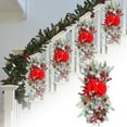 thumbnail image 1 of Prelit Christmas Swag 11.7 Inch, Cordless LED Teardrop Swags with Balls, Ribbon & Pinecones for Front Door, Stairway, Wall, Window, Fireplace - Festive Indoor Outdoor Holiday Decor, 1 of 7