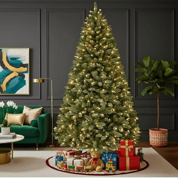 Prelit Christmas Tree 6ft, Artificial Christmas Tree with Pre-lit 250 Warm White Lights, 700 Branch Tips, Suitable Choice for Decoration, Green