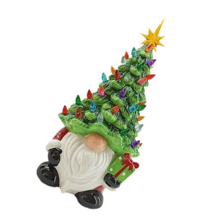 Prelit Resin Christmas Tree Gnomes Resin Figurine Delicate Indoor Christmas Decoration Gift