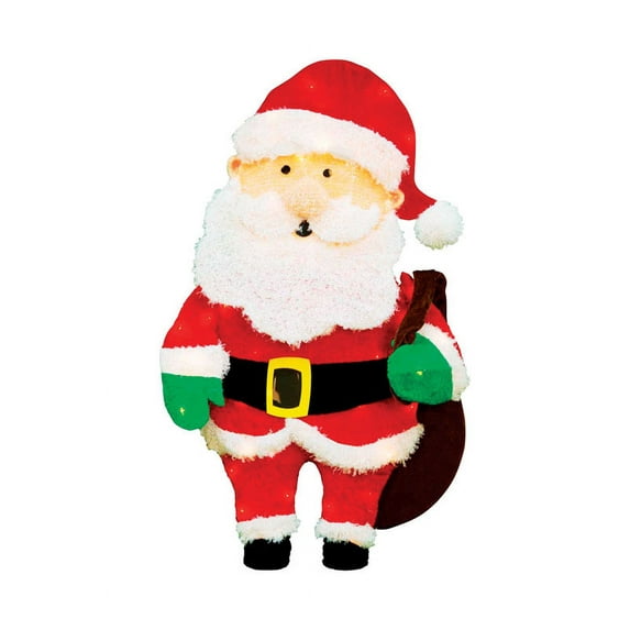 Product Works Pre-lit 2D Santa Christmas Decoration Multicolored Fabric 32 in.