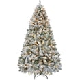 thumbnail image 1 of Prelit Snow Flocked  Tree 7.5ft, Warm White LED Artificial Xmas Tree with 1321 Tips, Easy Assembly Metal Stand, Home Holiday Decor, White  Tree, 1 of 7