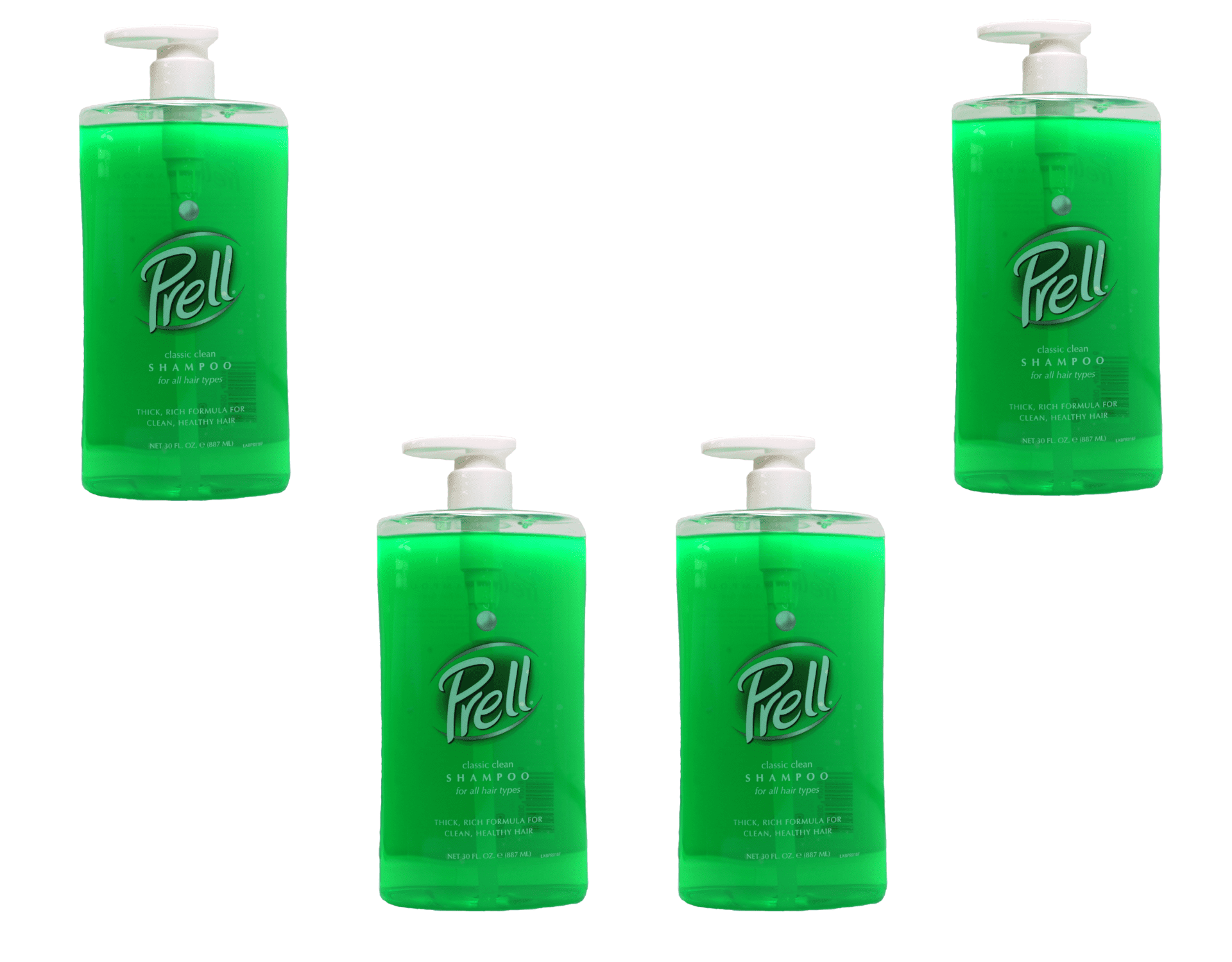 Prell Classic Clean Clarifying Shampoo, Removes Buildup, All Hair Types, 30 oz 4 Pack