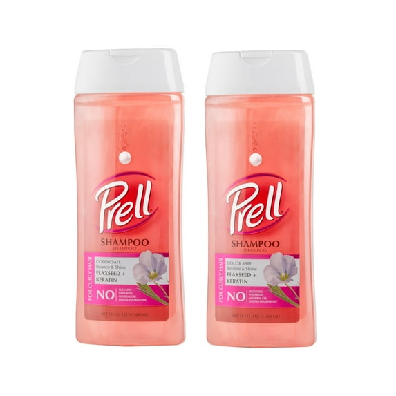 Prell Flaxseed + Keratin Color Safe Shampoo, Bounce & Shine for Curly Hair 13.5 fl.oz - 2 Pack