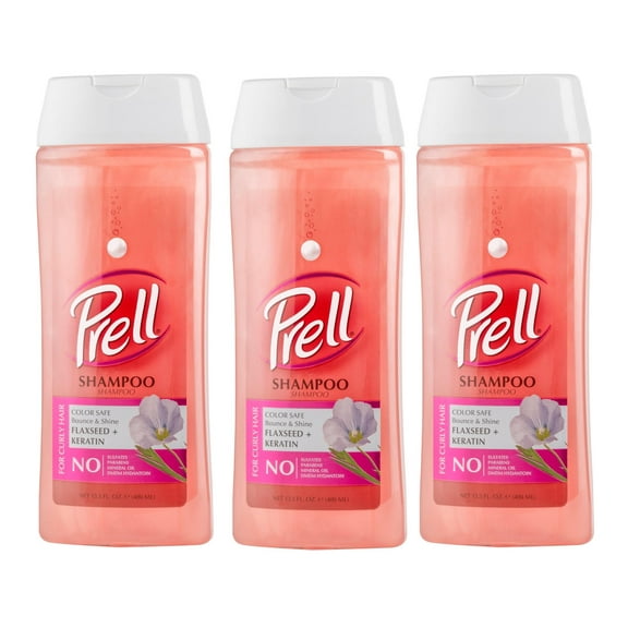 Prell Flaxseed + Keratin Color Safe Shampoo, Bounce & Shine for Curly Hair 13.5 fl.oz - 3 Pack
