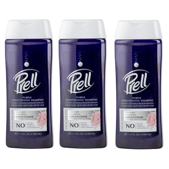 Prell Lotus Flower Color Safe Strengthening Purple Conditioning Shampoo for All Hair Types, 13.5 fl.oz - 3 Pack