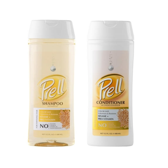 Prell Sesame + Pro-Vitamin Shampoo & Conditioner for Thinning Hair, Color Safe, Volumizes & Restores 13.5 fl. oz.