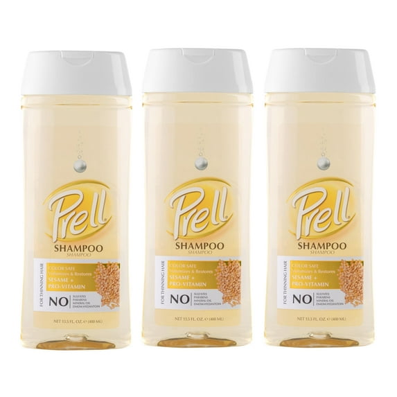 Prell Sesame + Pro-Vitamin Shampoo for Thinning Hair, Color Safe, Volumizes & Restores 13.5 fl. oz. - 3 Pack