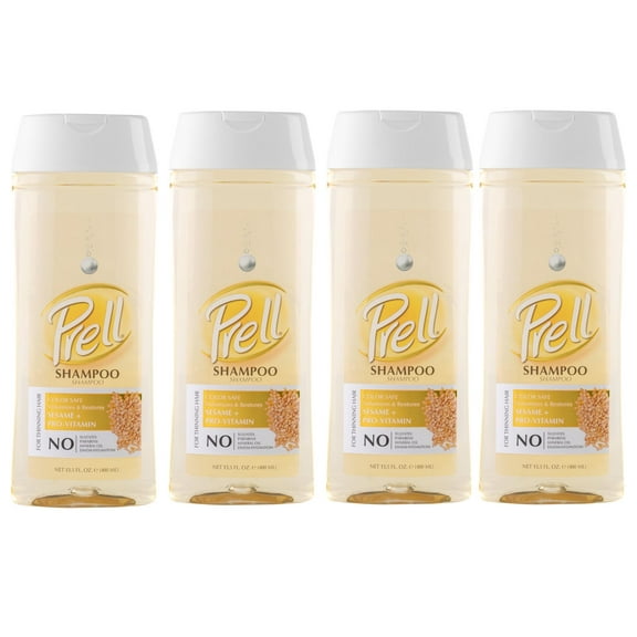 Prell Sesame + Pro-Vitamin Shampoo for Thinning Hair, Color Safe, Volumizes & Restores 13.5 fl. oz. - 4 Pack