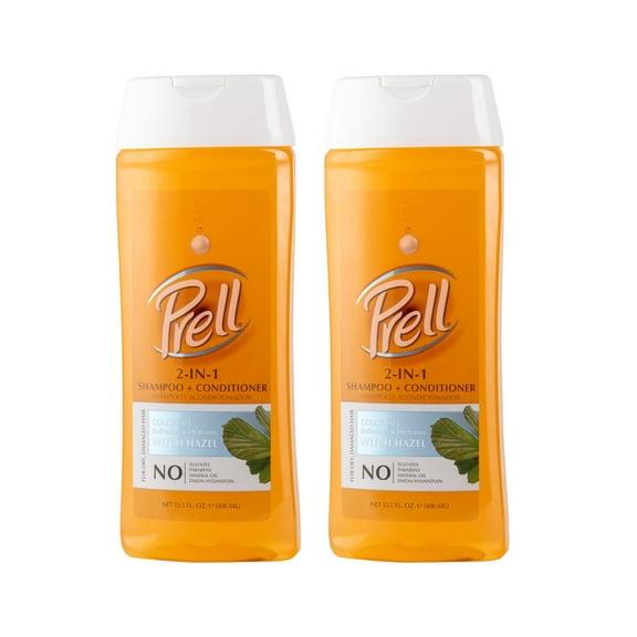 Prell Witch Hazel Color Safe Refreshes & Hydrates 2-in-1 Shampoo + Conditioner for Dry, Damaged Hair, 13.5 fl.oz - 2 Pack